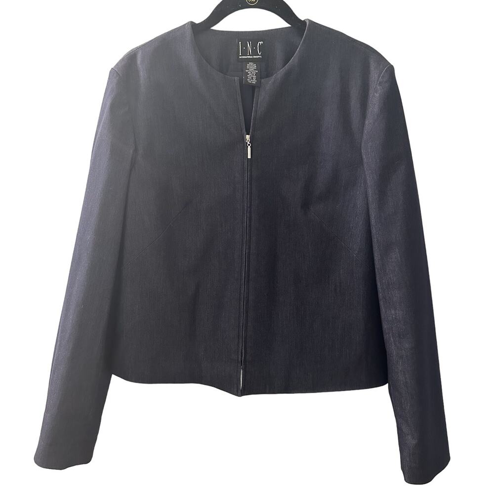 I.N.C International Concepts Women's Black Full Zip Front Blazer Size 12